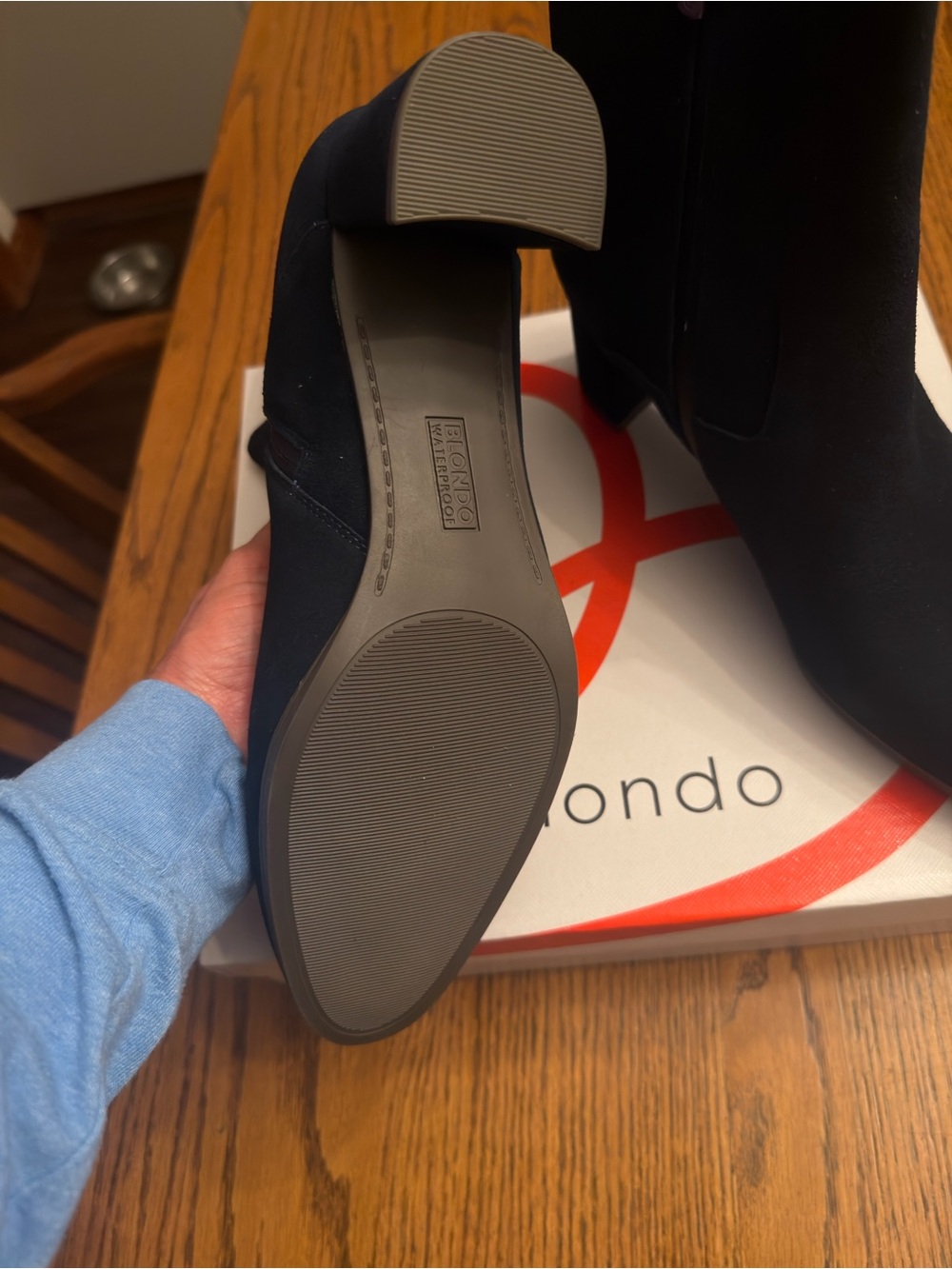 Blondo Hylia Waterproof Navy Suede Ankle Boots - Picture 2 of 4